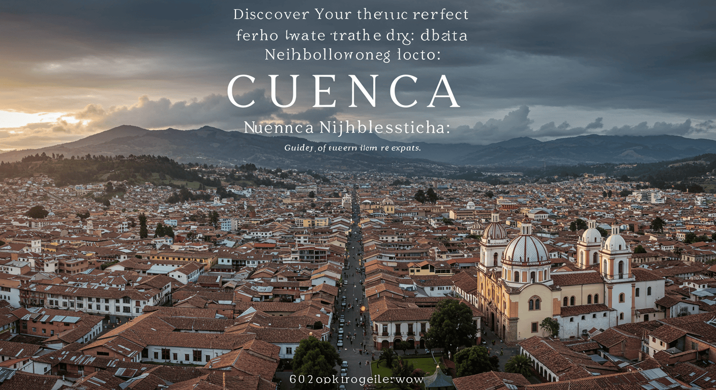 Panoramic view of Cuenca, Ecuador's historic colonial city center with mountains in the background.