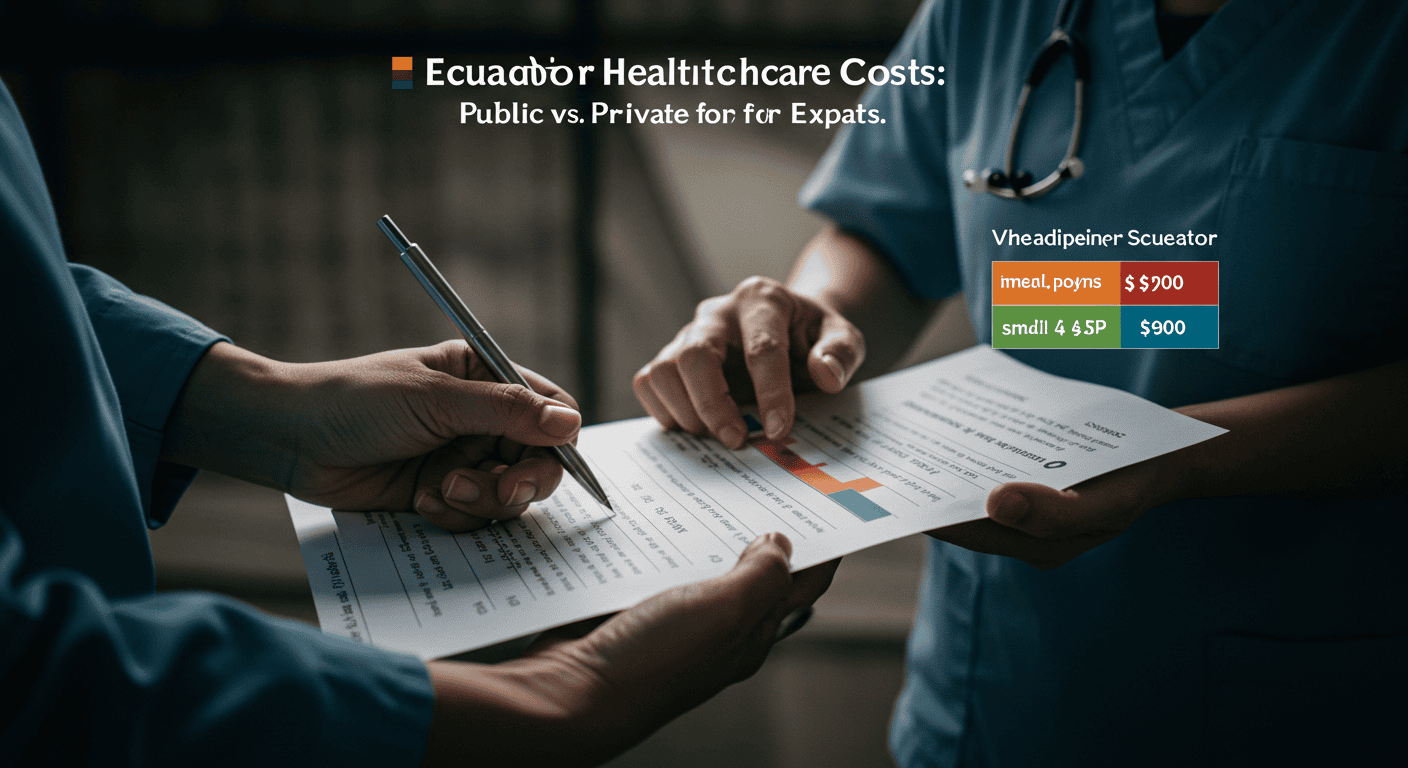 Graphic comparing the cost of common medical procedures in Ecuador's public and private healthcare systems for expats.