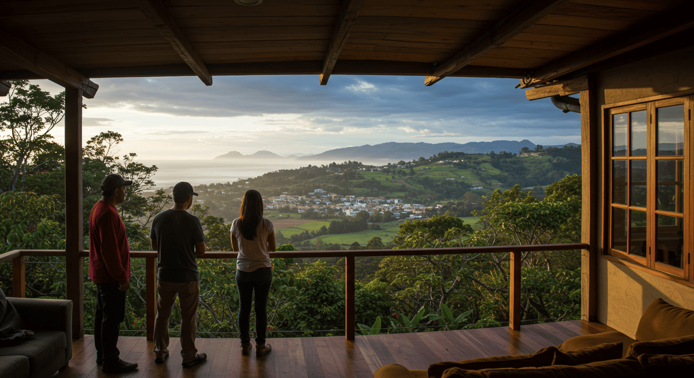 Expats looking at a house with a beautiful view in Ecuador